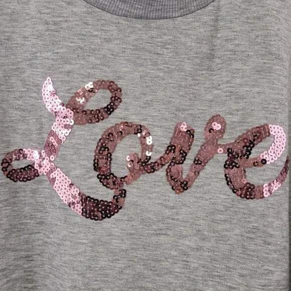 No Boundaries LOVE Sequin Women’s Pullover Sweatshirt – Size Large or 2XL - Picture 6 of 16